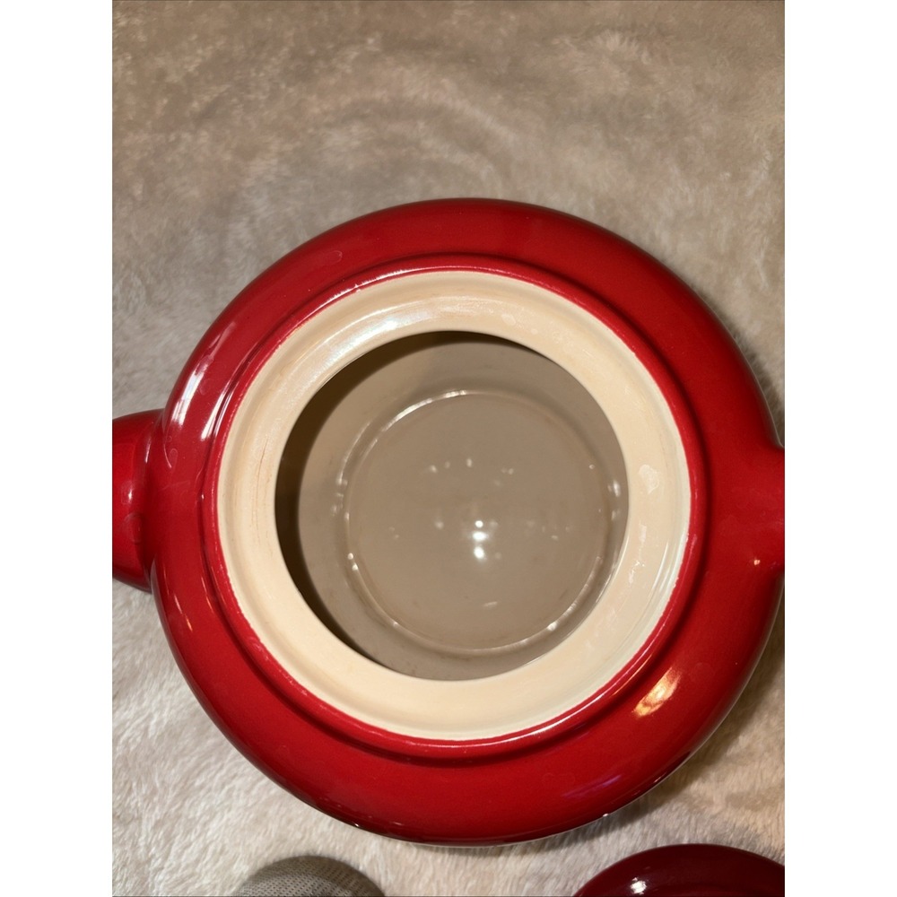 Le Creuset Large Teapot with Infuser 44 OZ (1.3L) Color: Cerise (Red) Ombré EUC - Picture 4 of 6